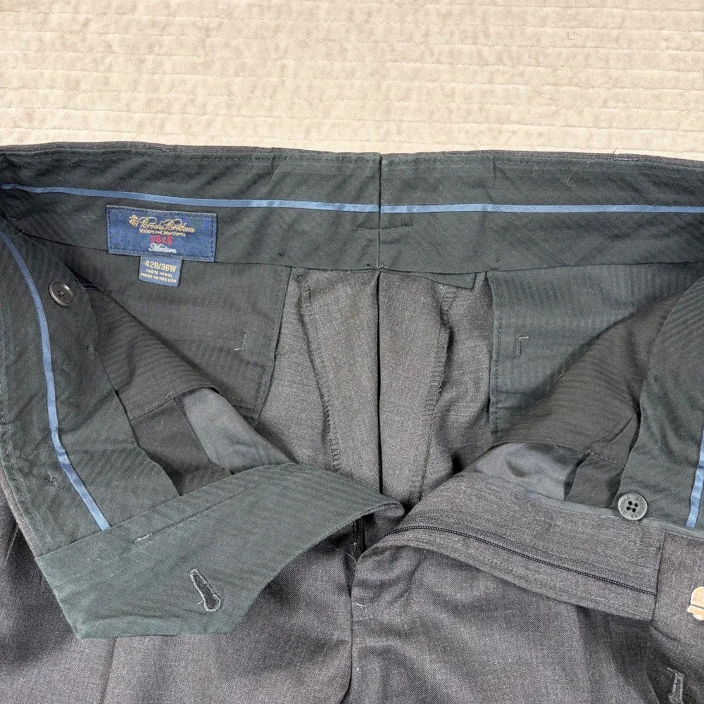 Brooks Brothers 1818 Madison Suit Mens Charcoal Gray Wool Pleated 2 Piece Set